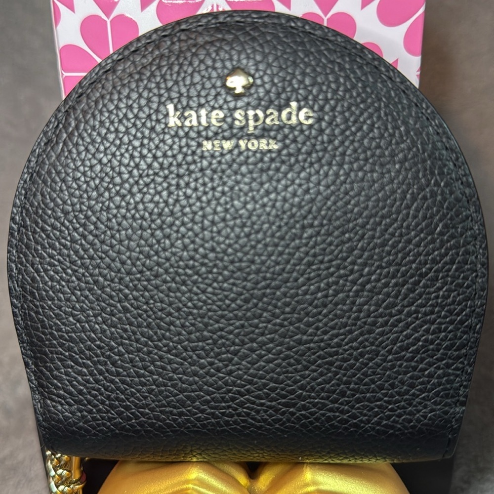 ♠️KATE SPADE♠️ Black Half Moon Wristlet with Keyring/EUC - Picture 5 of 9